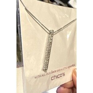 New Chico’s icicle pendant necklace With All Our Love Little Sparkle rhinestones